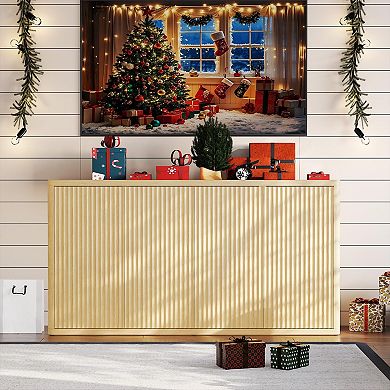 66.3" Sideboard Buffet Cabinet with Storage, 4-Door Fluted Credenza, Accent Cabinet for Living Room