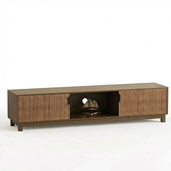 70" Long Wooden TV Console,Fluted TV Stands for TVs Up to 80 in Entertainment Center
