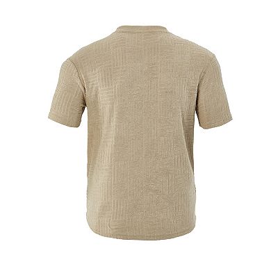 Men's Textured Short Sleeve Hooded Shirt, Casual Breathable Button Summer Top