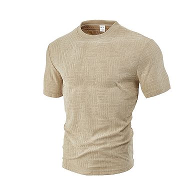 Men's Textured Short Sleeve Hooded Shirt, Casual Breathable Button Summer Top