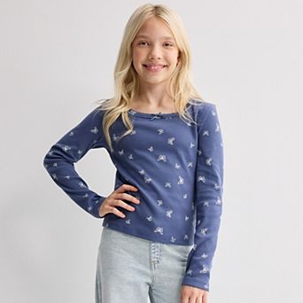 Girls 6-20 SO® Long Sleeve Square Neck Tee in Regular & Plus Size