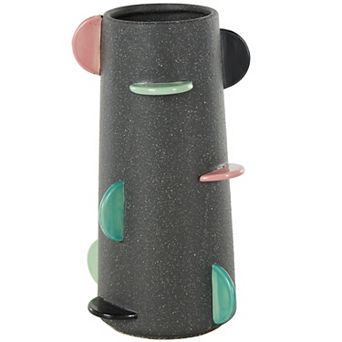 Stella & Eve Ceramic Textured Decorative Vase with Half-Moon Accents