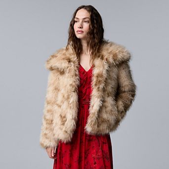 Women's Simply Vera Vera Wang Collared Faux Fur Jacket