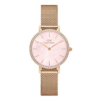 Daniel Wellington Women's 28 mm Crystal Bezel Mother-of-Pearl Dial Stainless Steel Mesh Bracelet Watch - DW0010066