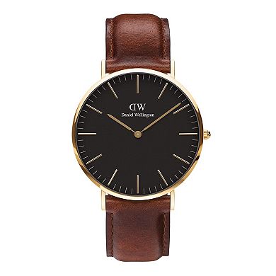 Daniel Wellington Men's Classic 40 mm Leather Strap Watch & Cuff Bracelet Set - DW00501