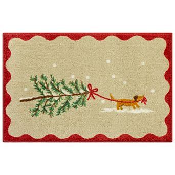 St. Nicholas Square® Holiday Dog with Tree Rug