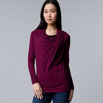 Women's Simply Vera Vera Wang Long Sleeve Draped Top