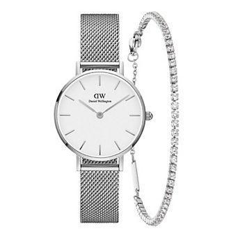 Daniel Wellington Women's 28 mm Stainless Steel Mesh Watch & Tennis Bracelet Set - DW00501866
