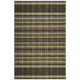 Plaid Machine Washable Rug for Living Room, Non-Slip Stain-Resistant Geometric Floor Mat