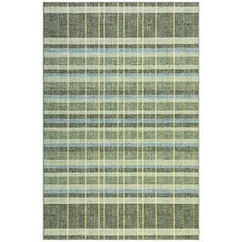 Plaid Machine Washable Rug for Living Room, Non-Slip Stain-Resistant Geometric Floor Mat