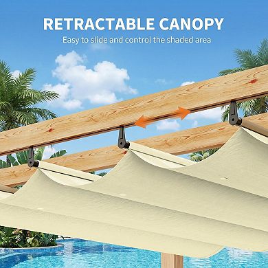 Aluminum Outdoor Pergola with Retractable Sunshade for Garden Yard, Weather-Resistant Frame
