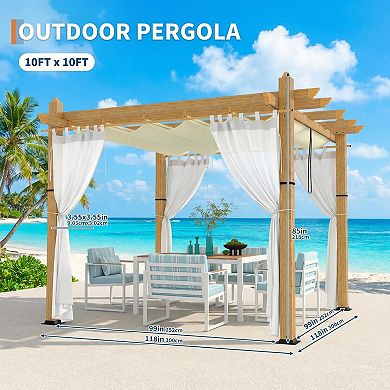 Aluminum Outdoor Pergola with Retractable Sunshade for Garden Yard, Weather-Resistant Frame