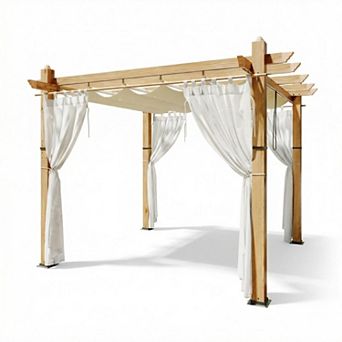 Aluminum Outdoor Pergola with Retractable Sunshade for Garden Yard, Weather-Resistant Frame