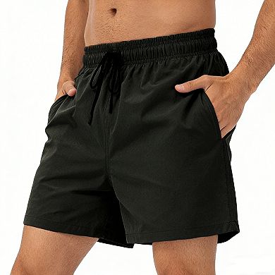 Men's Elastic Waist Drawstring Casual Shorts Quick Dry Athletic Workout Shorts with Pockets