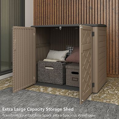 48 Cu.ft Horizontal Outdoor Storage Shed, for Garden, Patio,BackyardHolds Garbage Cans & Lawn Mower