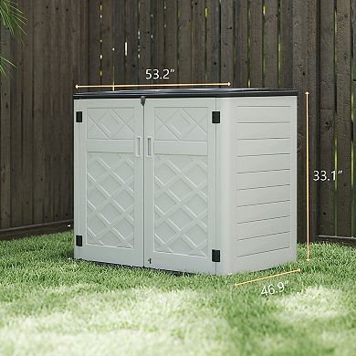 48 Cu.ft Horizontal Outdoor Storage Shed, for Garden, Patio,BackyardHolds Garbage Cans & Lawn Mower
