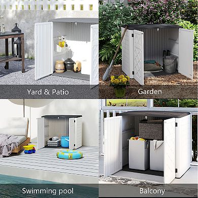 48 Cu.ft Horizontal Outdoor Storage Shed, for Garden, Patio,BackyardHolds Garbage Cans & Lawn Mower