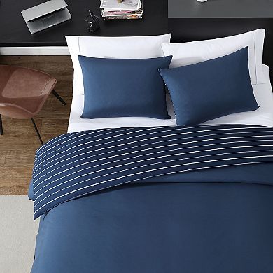 Nautica Longdale Solid Stripe Duvet Cover Set with Shams