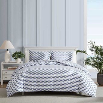 Nautica Woodblock Fish Duvet Cover Set with Shams
