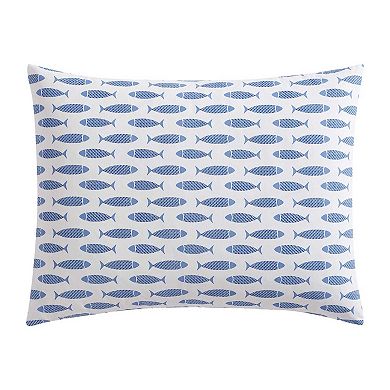 Nautica Woodblock Fish Duvet Cover Set with Shams