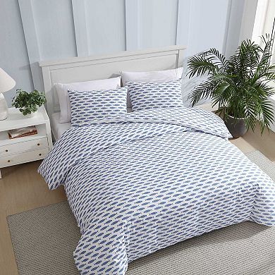 Nautica Woodblock Fish Duvet Cover Set with Shams