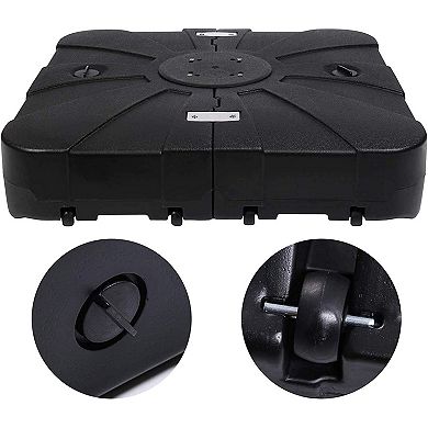 Outdoor Patio Umbrella Base with Wheels, Sand & Water Fillable 330LBS Capacity for Cantilever