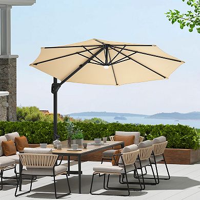 10FT Cantilever Patio Umbrella with 360° Rotation & Easy-Tilt, UV Protective Canopy Cross Base