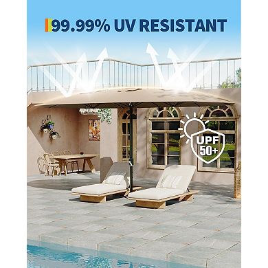 13FT Double-Sided Patio Umbrella, Large Rectangular Shade with 12 Ribs & Ventilation for Backyard