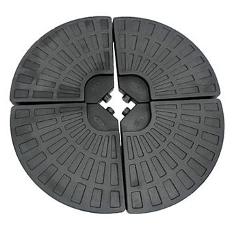 4 pc Patio Umbrella Base, 147LB Weighted Offset Cantilever Umbrella Stand Water & Sand Fillable