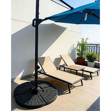 4-Piece Patio Umbrella Base, 147LB Weighted Offset Cantilever Umbrella Stand Water & Sand Fillable