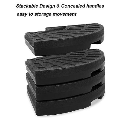 4-Piece Patio Umbrella Base, 147LB Weighted Offset Cantilever Umbrella Stand Water & Sand Fillable