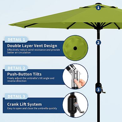 10FT Patio Umbrella, UV Protection & Waterproof, Push Button Tilt & Crank for Deck (No Base)