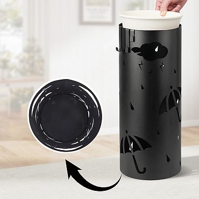 Freestanding Umbrella Stand, Cold Rolled Steel Holder for MediumUmbrellas, Canes & Walking Sticks