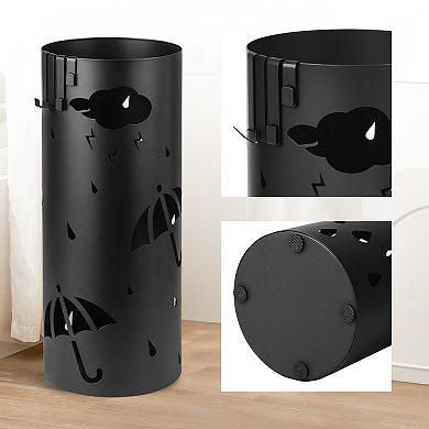 Freestanding Umbrella Stand, Cold Rolled Steel Holder for MediumUmbrellas, Canes & Walking Sticks