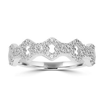 Gemistry Silver Tone Cubic Zirconia Link Ring