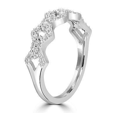 Gemistry Silver Tone Cubic Zirconia Link Ring
