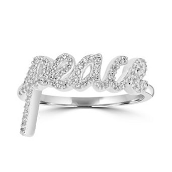 Gemistry Silver Tone Cubic Zirconia Peace Ring