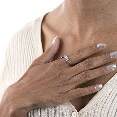 Gemistry Silver Tone Cubic Zirconia Peace Ring