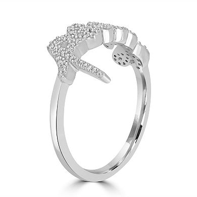 Gemistry Silver Tone Cubic Zirconia Peace Ring