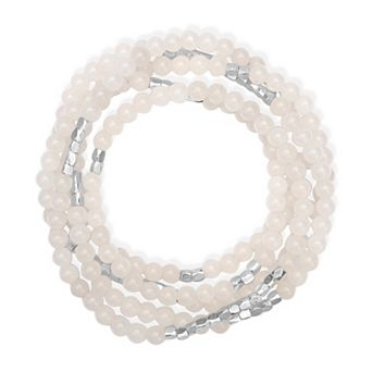 Gemistry Silver Plated 2mm Gemstone Bead Wrap Bracelet