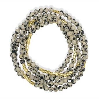 Gemistry Gold Tone 2mm Gemstone Bead Wrap Bracelet