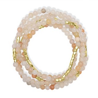 Gemistry Gold Tone 2mm Gemstone Bead Wrap Bracelet