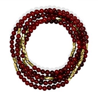 Gemistry Gold Tone 2mm Gemstone Bead Wrap Bracelet