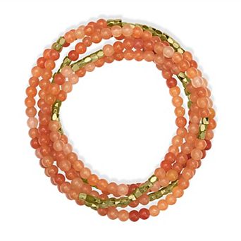 Gemistry Gold Tone 2mm Gemstone Bead Wrap Bracelet