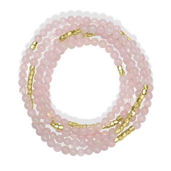 Gemistry Gold Tone 2mm Gemstone Bead Wrap Bracelet