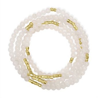 Gemistry Gold Tone 2mm Gemstone Bead Wrap Bracelet