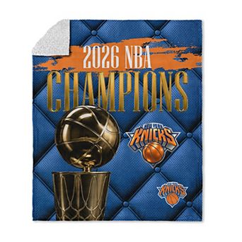 New York Knicks 2026 NBA Champions Noble Silk Touch Sherpa Throw Blanket