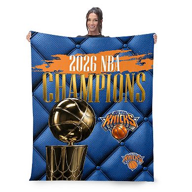 New York Knicks 2026 NBA Champions Noble Silk Touch Sherpa Throw Blanket