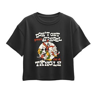 Girls 7-16 Disney's Mickey & Friends "Don't Get Your Tinsel in a Tangle" Boxy Tee