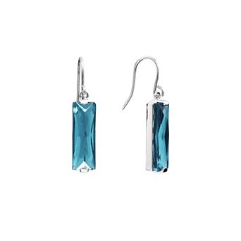 Athra NJ Inc Fine Silver Plated Polished Crystal Rectangle Drop Earrings
